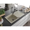 Mexen Leo Granitspüle 1-becken mit Abtropffläche und Küchenarmatur Duo, beige - 6501-69-671701-70-B