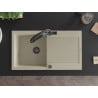 Mexen Leo Granitspüle 1-becken mit Abtropffläche und Küchenarmatur Duo, beige - 6501-69-671701-70-B