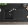 Mexen Leo Granit-Spüle 1-Fach mit Abtropffläche und Küchenarmatur Duo, schwarz/silber metallic - 6501-73-671701-07-B