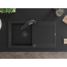 Mexen Leo granitspüle 1-becken mit abtropffläche und küchenarmatur Duo, schwarz/silber metallic - 6501-73-671701-70-B