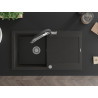 Mexen Leo Granitspüle mit 1 Becken, Abtropffläche und Küchenarmatur Duo, schwarz/gold metallic - 6501-75-671701-07