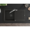 Mexen Leo Granit-Spüle 1-Becken mit Abtropffläche und Küchenarmatur Duo, schwarz/gold metallic - 6501-75-671701-07-B