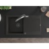 Mexen Leo Granitspüle 1-becken mit Abtropffläche und Küchenarmatur Duo, schwarz/gold metallic - 6501-75-671701-07-B