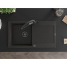 Mexen Leo Granit-Spülbecken 1-Becken mit Abtropffläche und Küchenarmatur Duo, schwarz/goldmetallik - 6501-75-671701-70-B