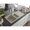 Mexen Matias Granitspüle 1,5-Becken mit Abtropffläche und Küchenarmatur Duo, beige - 6502-69-671701-07