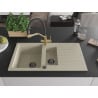 Mexen Matias Granitspüle 1,5 Becken mit Abtropffläche und Küchenarmatur Duo, beige - 6502-69-671701-57-B
