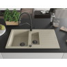 Mexen Matias Granitspüle 1,5-beckig mit Abtropffläche und Küchenarmatur Duo, beige - 6502-69-671701-70-B