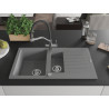 Mexen Matias Granitspüle 1,5-becken mit Abtropffläche und Küchenarmatur Duo, grau - 6502-71-671701-07