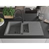 Mexen Matias Granitspüle 1,5-fach mit Abtropffläche und Küchenarmatur Duo, grau - 6502-71-671701-70-B