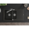 Mexen Matias Granitspüle 1,5-beckig mit Abtropffläche und Küchenarmatur Duo, schwarz/gold metallic - 6502-75-671701-07