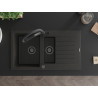 Mexen Matias Granitspüle 1,5-Becken mit Abtropffläche und Küchenarmatur Duo, Schwarz/Gold metallic - 6502-75-671701-70-B