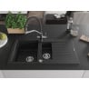 Mexen Matias Granitspüle 1,5-Fach mit Abtropffläche und Küchenarmatur Duo, schwarz - 6502-77-671701-07