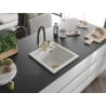 Mexen Vito 1-Kammer Granitspüle mit Küchenarmatur Duo, weiß - 6503-20-671701-57-G