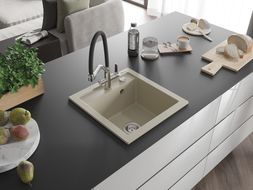Mexen Vito Granitspüle 1-Kammer mit Duo Küchenarmatur, beige - 6503-69-671701-07