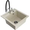 Mexen Vito Granitspüle 1-becken mit Küchenarmatur Duo, beige - 6503-69-671701-07-B