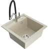Mexen Vito Granitspüle 1-Becken mit Küchenarmatur Duo, beige - 6503-69-671701-07