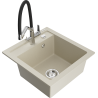 Mexen Vito Granitspüle 1-Kammer mit Duo Küchenarmatur, beige - 6503-69-671701-07