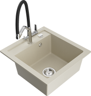 Mexen Vito Granitspüle 1-Becken mit Küchenarmatur Duo, beige - 6503-69-671701-07