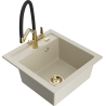 Mexen Vito Granitspüle 1-Becken mit Küchenarmatur Duo, Beige - 6503-69-671701-57-G