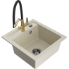 Mexen Vito Granitspüle 1-Becken mit Küchenarmatur Duo, Beige - 6503-69-671701-57-B