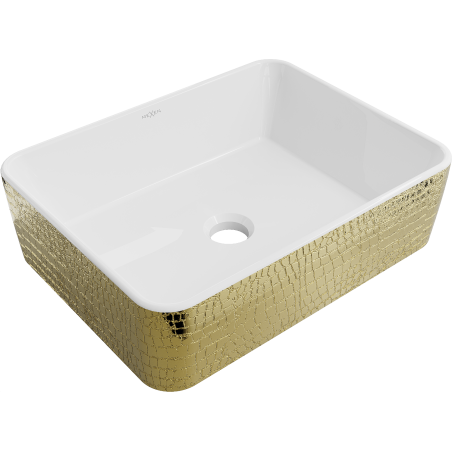 Mexen Catia Aufsatzwaschbecken 48 x 38 cm, weiß/goldenes Schuppenmuster - 21314808