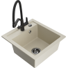 Mexen Vito Granitspüle 1-Becken mit Küchenarmatur Duo, beige - 6503-69-671701-70-B