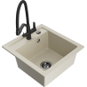 Mexen Vito Granitspüle 1-Kammer mit Küchenarmatur Duo, Beige - 6503-69-671701-70-B