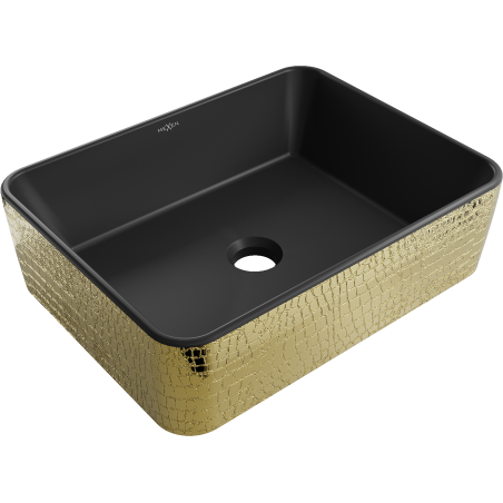 Mexen Catia Aufsatzwaschbecken 48 x 37 cm, schwarz matt/goldenes Schuppenmuster - 21314878
