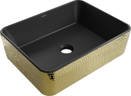 Mexen Catia Aufsatzwaschbecken 48 x 37 cm, schwarz matt/goldenes Schuppenmuster - 21314878