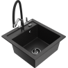Mexen Vito Granitspüle 1-Becken mit Duo-Küchenarmatur, schwarz/silber metallic - 6503-73-671701-07-B