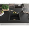 Mexen Vito Granitspüle 1-beckig mit Küchenarmatur Duo, schwarz/silber metallic - 6503-73-671701-57-G