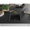 Mexen Vito Granitspüle einbecken mit Küchenarmatur Duo, schwarz/silber metallic - 6503-73-671701-57-B