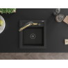 Mexen Vito Granitspüle einbecken mit Küchenarmatur Duo, schwarz/silber metallic - 6503-73-671701-57-B