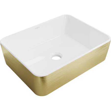 Mexen Catia Aufsatzwaschbecken 48 x 38 cm, weiß/gold Muster Linien - 21314817