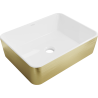 Mexen Catia Aufsatzwaschbecken 48 x 38 cm, weiß/Gold, Linienmuster - 21314817