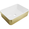 Mexen Catia Aufsatzwaschbecken 48 x 38 cm, weiß/gold Muster Linien - 21314817