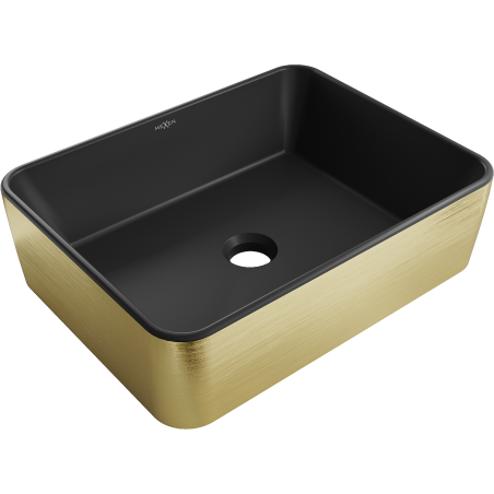 Mexen Catia Aufsatzwaschbecken 48 x 37 cm, schwarz matt/goldenes Linienmuster - 21314877