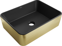 Mexen Catia Aufsatzwaschbecken 48 x 37 cm, schwarz matt/goldenes Linienmuster - 21314877
