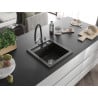 Mexen Vito 1-Kammer Granitspüle mit Duo-Küchenarmatur, schwarz/goldmetallisch - 6503-75-671701-07
