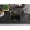 Mexen Vito Granitspüle 1-Becken mit Küchenarmatur Duo, schwarz/gold metallic - 6503-75-671701-57-G