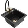 Mexen Vito Granitspüle 1-Becken mit Küchenarmatur Duo, schwarz/gold metallic - 6503-75-671701-57-G