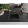Mexen Vito Granitspüle 1-beckig mit Küchenarmatur Duo, Schwarz/Gold Metallic - 6503-75-671701-57-B