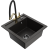Mexen Vito Granitspüle 1-Becken mit Küchenarmatur Duo, schwarz/gold metallic - 6503-75-671701-57-B
