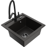 Mexen Vito Granitspüle 1-Kammer mit Küchenarmatur Duo, schwarz/gold-metallic - 6503-75-671701-70-B