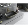 Mexen Rita Waschbecken zur Aufsatzmontage 45 x 32 cm, schwarz matt/goldenes Rautenmuster - 21084579