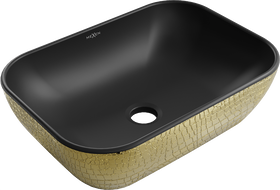 Mexen Rita Aufsatzwaschbecken 45 x 32 cm, schwarz matt/goldenes Schuppenmuster - 21084578