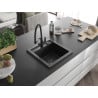 Mexen Vito Granitspüle 1-becken mit Küchenarmatur Duo, schwarz - 6503-77-671701-70-B