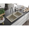 Mexen Mario 2-Kammer-GranitsSpülbecken mit Küchenarmatur Duo, beige - 6504-69-671701-07