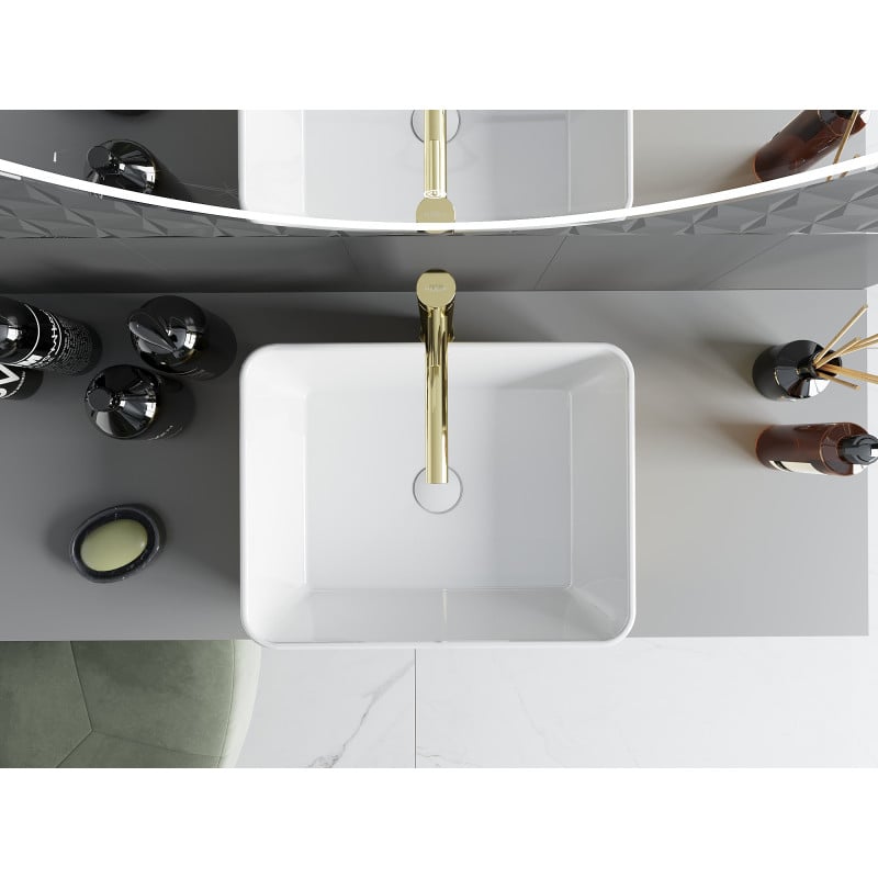 Mexen Catia Aufsatzwaschbecken 48 x 37 cm, weiß/gold - 21314806
