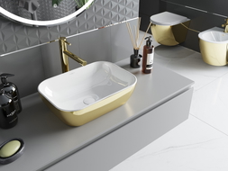 Mexen Rita Aufsatzwaschbecken 45 x 32 cm, weiß/gold - 21084506